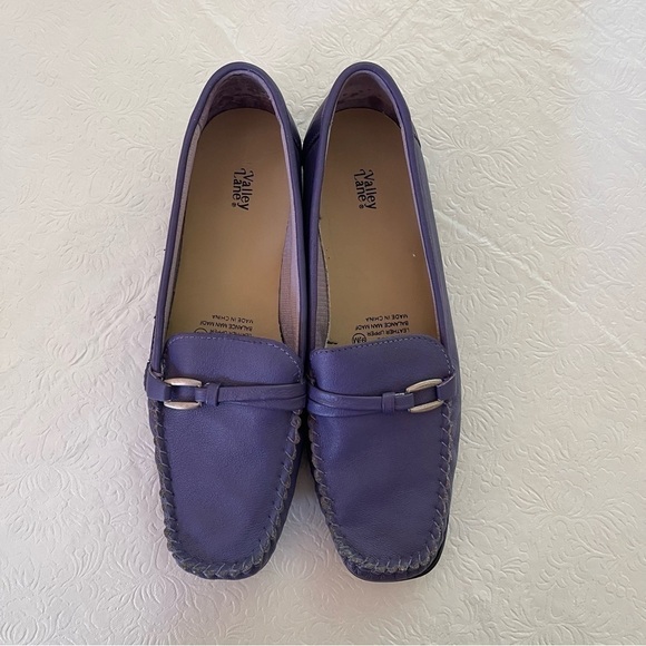 Valley Lane Gertrude Purple Leather Loafers Flats 9 1/2 - Picture 4 of 11